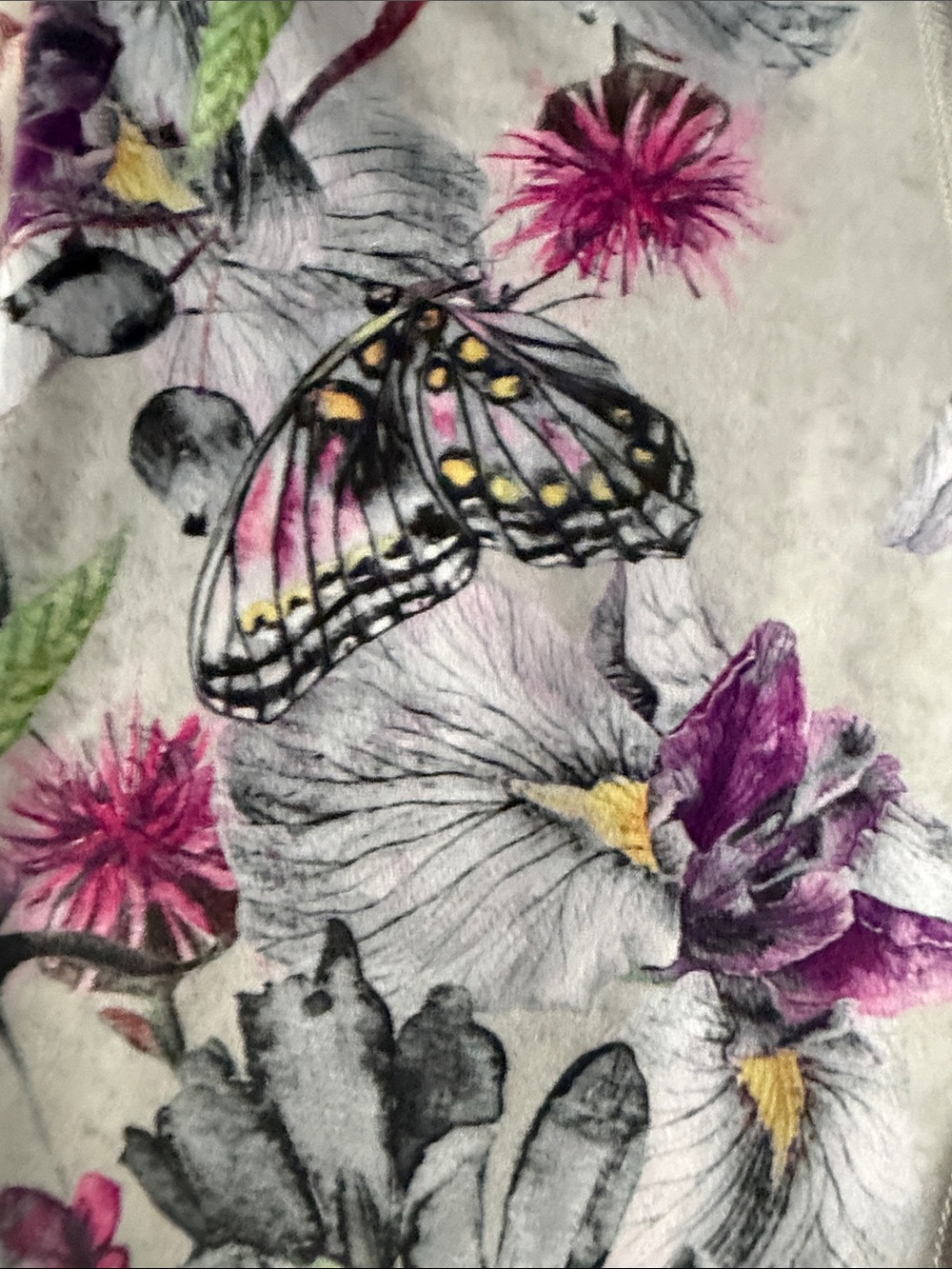 Evolution and Creation Butterfly Floral Leggings - Gray, Purple, Pink, Green - Picture 3 of 3